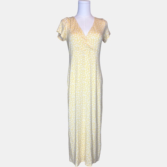 Billabong Dresses & Skirts - Billabong Women's XL Yellow Floral Maxi Dress Viscose Stretch | Boho Cottage